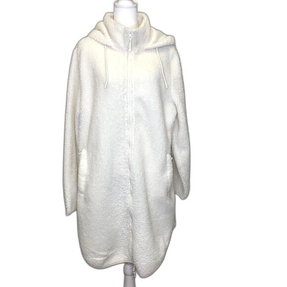 Aspen Fleece Teddy Bear Unlined Long Zip Front Hooded Jacket 39" Long Large‎ - Picture 1 of 14